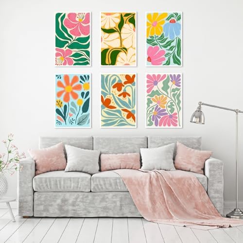 Clendo 6 Packs Paint by Numbers Kit for Adults, Easy Flowers Adult Paint by Number Kits on Canvas Without Frame, Abstract Floral Oil Painting for Home Decor Gift 8” W x 12”L - Image 4