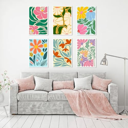 Clendo 6 Packs Paint by Numbers Kit for Adults, Easy Flowers Adult Paint by Number Kits on Canvas Without Frame, Abstract Floral Oil Painting for Home Decor Gift 8” W x 12”L - Image 4