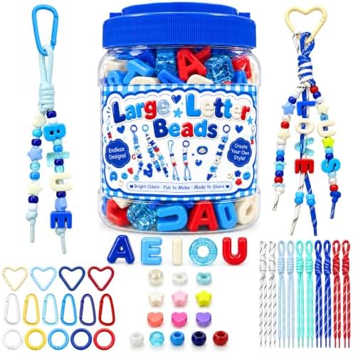 Kasmena 430Pcs Chunky Large Letter Beads DIY Keychain & Bracelet Making Kit by Kasmena