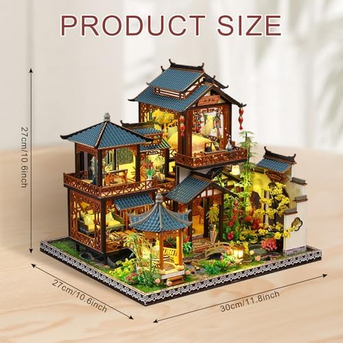 Dollhouse Kit, DIY Miniature House Kit w/LED Ancient Courtyard - Image 2