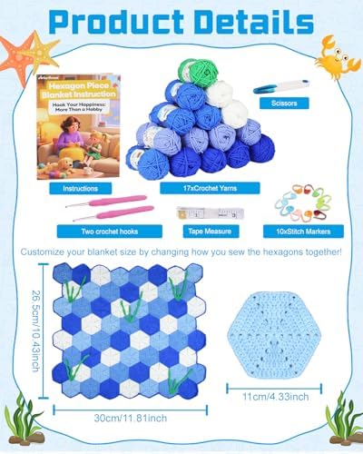 Arborthread Crochet Kit for Beginners, Granny Squares Blanket Crochet Kit - Image 4