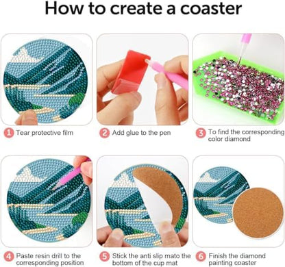 DOTZSO 8 PCS Diamond Art Coasters Small Diamond Painting Kits for Adults - Image 3