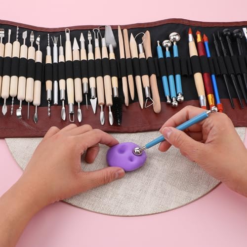 44 Pcs Clay Sculpting Tools Kit, Double Sided Polymer Clay Tool Set for Pottery, Ceramics and Air Dry Modeling, with Carrying Case Bag - Image 7