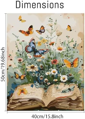 VIGEGU Book Flower Paint by Numbers Kit for Adults Beginner,Butterfly Easy Adult Paint by Number Kits on Canvas DIY Painting for Beginners Art by Numbers for Home Wall Decor 16x20 Inch - Image 4