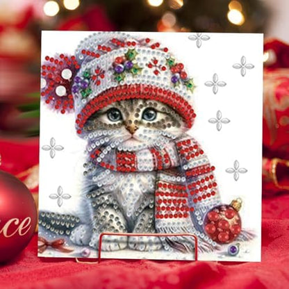 jinglinhh 6pcs Christmas Cat Snowflakes Diamond Art Painting Greeting Cards with Envelopes, DIY Card Making Kits for Adults, Diamond Art Postcards Christmas Cards Craft Gifts - Image 7