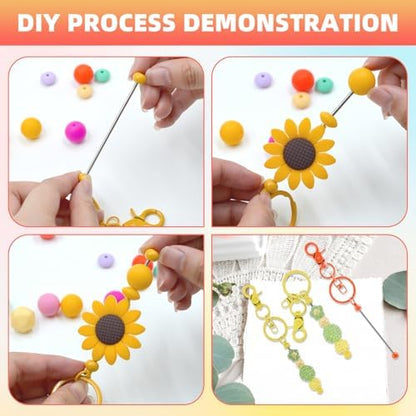24 Pcs Beadable Keychains Bars bulk - 12 Candy DIY Metal Beaded Keychain Making Kit + 12 Bags Included, Bead Keychain Supplies,Blank Key Chain, Perfect for Women, Men, Mother's Day, Birthday Gift - Image 4
