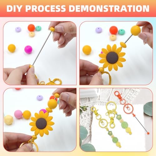 48 Pcs Beadable Keychains Bars bulk - 24 Candy DIY Metal Beaded Keychain Making Kit + 24 Bags Included, Bead Keychain Supplies,Blank Key Chain, Perfect for Women, Men, Mother's Day, Birthday Gift - Image 4