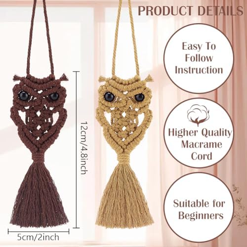 ACRNIGHEET 5PCS Macrame Kit for Adults Beginners Owl Macrame Wall Hanging Supplies Boho DIY Craft Kits for Adults Includes Instruction with Video Home Decor - Image 3