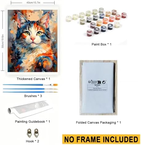 Colorful Cat Paint by Numbers Kit for Adults - DIY Vibrant Feline Painting on Canvas 16x20 Inches, Acrylic Paint Set, Suitable for Beginners, Artistic Cat Art Kit for Home Decoration or Gifts. - Image 3