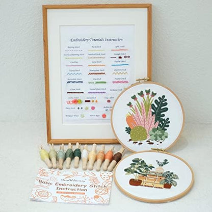 HAND U JOURNEY Embroidery Stitch Kit, 28 Stitches, 2 Plant & Home Themes - Image 3