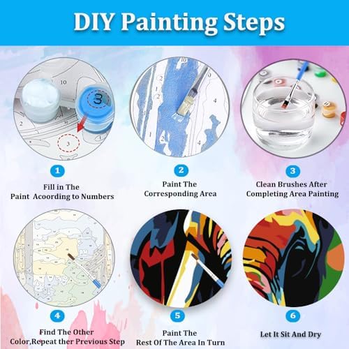Artunion Framed Paint by Numbers Kit for Adults Beginners & Kids Ages 8-12,Colorful Elephant Paint by Number with Frame,Abstract Animal Paint by Numbers Kit on Canvas 10 * 10 Inch Without Easel - Image 6