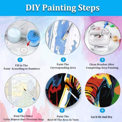 Artunion Framed Paint by Numbers Kit for Adults Beginners & Kids Ages 8-12,Colorful Elephant Paint by Number with Frame,Abstract Animal Paint by Numbers Kit on Canvas 10 * 10 Inch Without Easel - Image 6