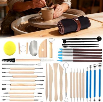 Pottery Clay Sculpting Tools Kit: 39Pcs Foam Clay for Stippling Carving Shaping Molding with Storage Bag - Air Dry Clay for Professional Polymer Artists Even Beginners - Image 5