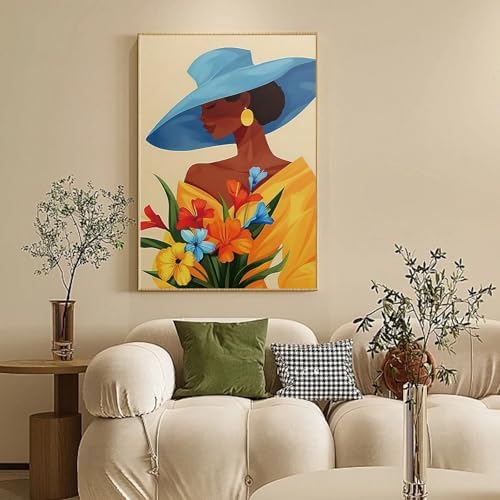 Framed Paint by Numbers Kit for Adults Beginners – Elegant Black Woman - Image 2
