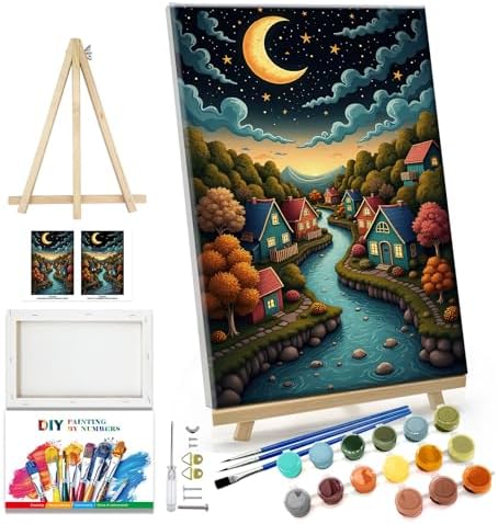 JOOZ Landscape Paint by Numbers Kit for Adults with Frame, 8x12 Inch by Jooz