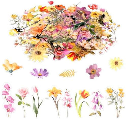 80-Piece Floral Scrapbooking Stickers, Self-Adhesive for Journals by Pengxiaomei