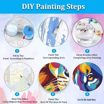 Artunion Framed Paint by Numbers Kit for Adults Beginners & Kids Ages 8-12,Colorful Lion Paint by Number with Frame,Easy Animal Paint by Numbers Kit on Canvas 10 * 10 Inch Without Easel - Image 6