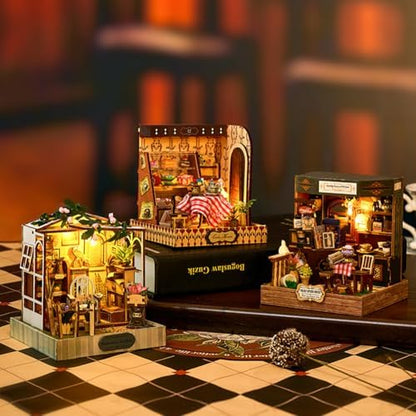 Book Nook Kit, DIY Miniature House Kit with LED, 3D Wooden Puzzles for Adults Mini House Building Kit, Dollhouse Kit Bookshelf Insert Decor Creative Gifts (Yumon Sweets) - Image 6