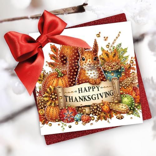 6Pcs Thanksgiving Greeting Card DIY Diamond Art Painting Greeting Cards Special Shaped Diamond Autumn Blessing Folding Card Kit Arts Crafts for Birthday Festival (Thanksgiving Day) - Image 2