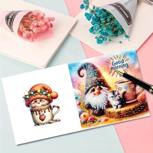 MaiYiYi 6 Pack 5D DIY Gnome Diamond Painting Greeting Cards Art Kits - Image 5