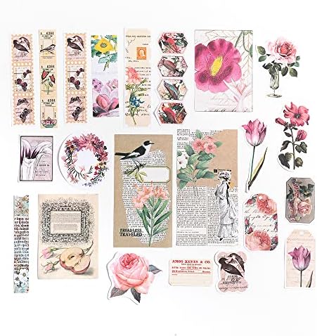 Alideco 200pcs Vintage Scrapbook Supplies Kit Kawaii Mushrooms, Flowers Scrapbooking Paper Washi Bullet Journals Planners Collage Album Aesthetic Cottagecore - Image 2