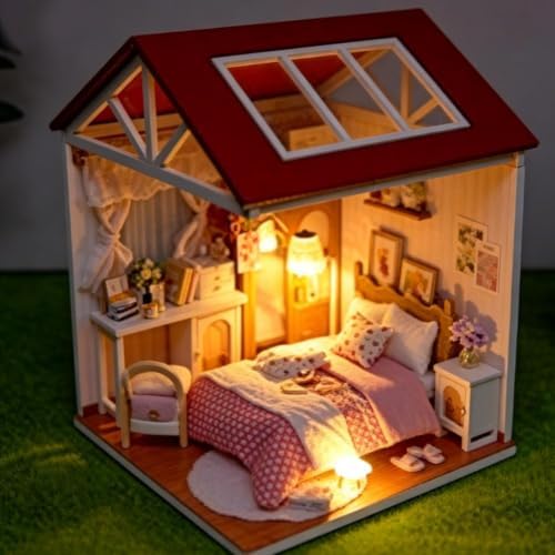 DIY Miniature House Kit 3D Wooden Puzzle for Adults, Tiny Home Kit with Furniture, Miniature Dollhouse Book Nook Kits for Bookshelf Decor, Creative Craft Birthday Gift for Women and Men - Image 3