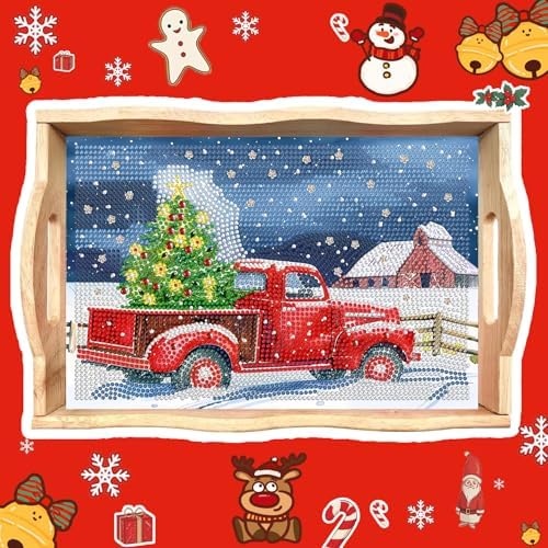 DOTSOPS Christmas Diamond Painting Serving Tray with Handle for Beginners by DOTSOPS