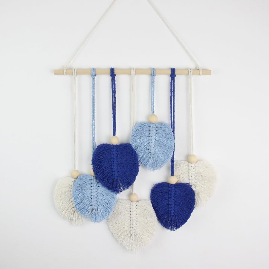 BUFANTL DIY Macrame Leaf Wall Hanging Kit for Beginners, Boho Woven Tapestry Craft Kit with Macrame Cord, Wooden Beads & Printed Instructions, Home Decor Macrame Kit for Adults - Image 3