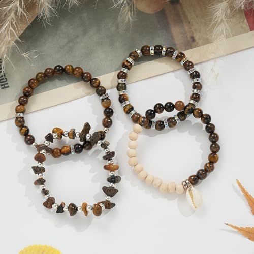 Xyliise Bracelet Making Kit Natürliche Perlen Set for Adults Beads for Bracelets Silver Jewelry Making Supplies DIY Jewelry Necklace Earrings (CZ006-Tiger's Eye) - Image 6