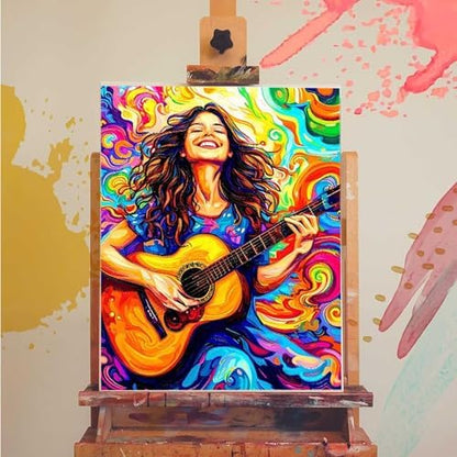 Paint by Numbers Kit for Adults Beginner, Guitar Paint by Numbers Woman, DIY Easy Acrylic Watercolor Oil Painting Kit with Brushes, Arts and Crafts for Adult for Home Wall Decor, Gifts 20x26 in 9-56 - Image 3