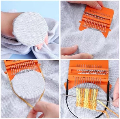 Allazone Small Darning Weaving Loom Darning Loom, 12 Hooks Type Weave Tool Small Weaving Loom Machine with 50 Color Darning Threads for DIY Artful Patterns, Repair Clothes - Image 5
