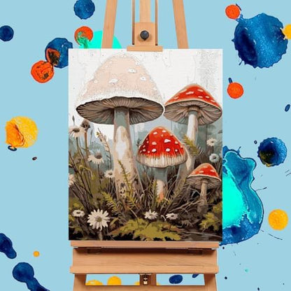 Paint by Numbers Kit for Adults, Mushroom DIY Acrylic Canvas Painting Set - Image 4