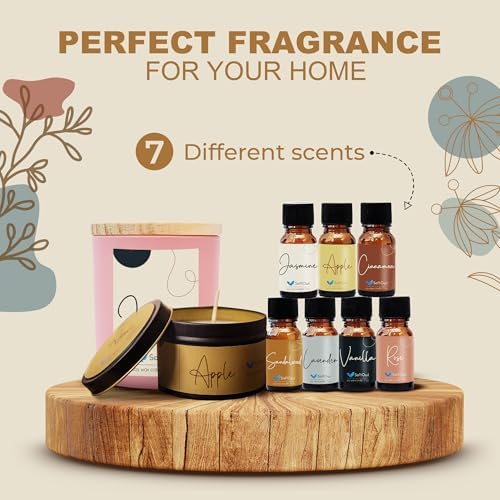 SoftOwl Premium Soy Candle Making Kit with Electric Melter - Soy Wax, Big 7oz Jars & Tins, 7 Pleasant Scents, Color Dyes & More - Perfect as Home Decorations - DIY Starter Scented Candles Making Kit - Image 6