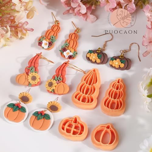 Puocaon Pumpkin Polymer Clay Cutters - 9 Pc Fall Earrings Clay Cutters for Jewelry, Thanksgiving - Image 4