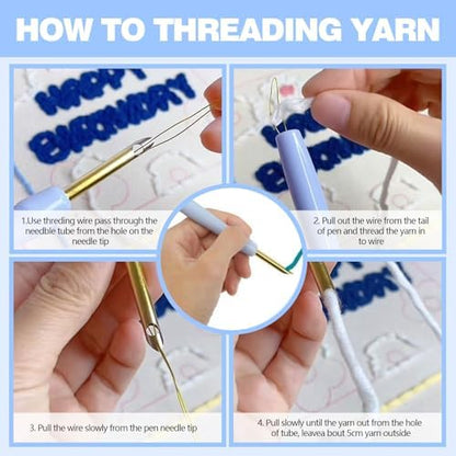 RUIQLXHANG Punch Needle Kits for Beginners, Cute Cartoon Highland Cow with Daisy Flower, Punch Needle Starter Craft Set with 20cm Hoop, Perfect for Festival Gift and Decoration (Starry Sky) - Image 3
