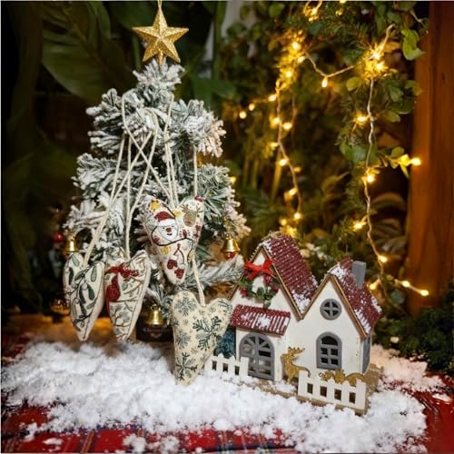 GDGJWL DIY Heart Shaped Hand Embroidered Christmas Ornament Kit Complete Craft Set with Pre-Printed Fabric Embroidery Thread Holiday Cross Stitch Decor for Beginners Adults and Home Decor (DIY) - Image 7
