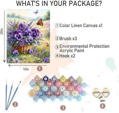 xackcme Paint by Numbers for Adults Flowers - Flower Paint by Number on Canvas Without Frame, DIY Floral Oil Painting for Gift Home Wall Decor (16x20 inch) - Image 2