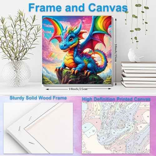 Artunion Framed Paint by Numbers Kit for Adults Beginners & Kids Ages 8-12,Dragon with Rainbow Paint by Number with Frame,Dragon Paint by Numbers Kit on Canvas 10 * 10 Inch Without Easel - Image 5