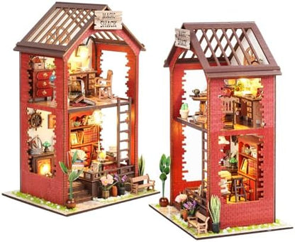 Book Nook Kit Magic Shack DIY 3D Puzzle Wooden Dollhouse with LED Lights by Lycidae