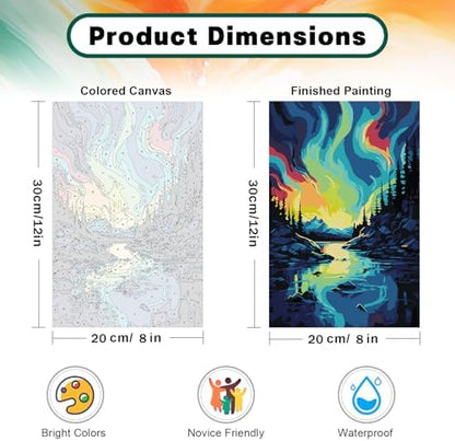 Framed Paint by Numbers Kit for Adults Beginner 8x12 Inch, Starry Night Adult Paint by Number Kits on Canvas, DIY Acrylic Watercolor Landscape Oil Paint by Number for Adults for Home Decor Gift - Image 3