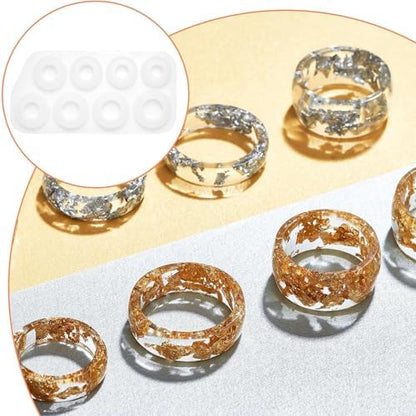 2Pcs Resin Ring Molds,Silicone Resin Rings Making Kit,Round Pendant Jewelry Casting Mold for DIY Earrings Necklace Pendants Keyrings Crafts Decorations Making (8 Different Sizes) - Image 4