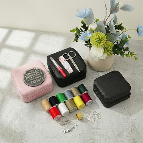 Portable Sewing Kit for Adults, Travel Sewing Supplies with Needles, Thread, Scissors, Zipper Repair Kit, Mini Emergency Sewing Set for Home, Office, Beginner & on-the-Go Repairs (White) - Image 3