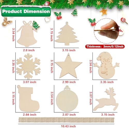 Christmas Ornaments Craft Kit, 48 Pcs Blank Wood Slices for Painting with Paint Pens and Brushes, DIY Wooden Christmas Ornament Set for Tree Decorations, Family Holiday Activities and Gifts - Image 5