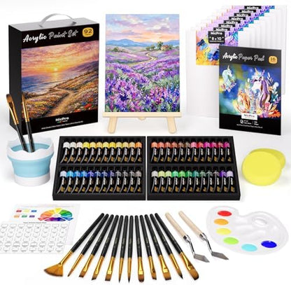 Nicpro 92PCS Acrylic Paint Canvas Set for Adults with 48 Paint for Artist by Nicpro