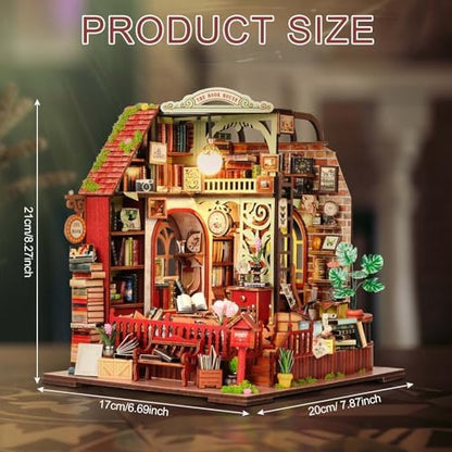 Dollhouse Kit, DIY Miniature House Kit w/LED Music Box, Bookhouse - Image 2