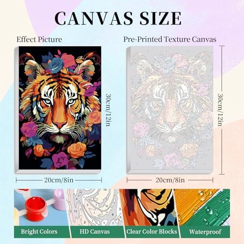 Camocin 4 Pack Framed Paint by Numbers Kit for Adults with Wooden Easel - Image 3
