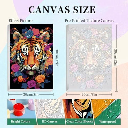 Camocin 4 Pack Framed Paint by Numbers Kit for Adults with Wooden Easel - Image 3
