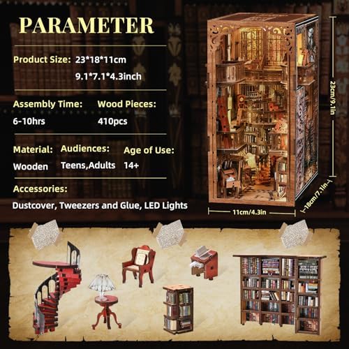 MiniCity Book Nook Kit for Adult, Wooden Miniature House with Dust Cover - Image 2