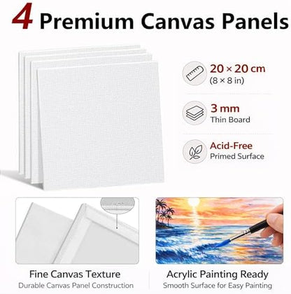 MISUMISO Acrylic Paint Kit for Beginners, 24 Colors Complete Painting Set with 4 Canvas Panels, 10 Brushes, Wooden Easel, Palette & Art Supplies, All-in-One Paint Set for Adults & Teens - Image 5