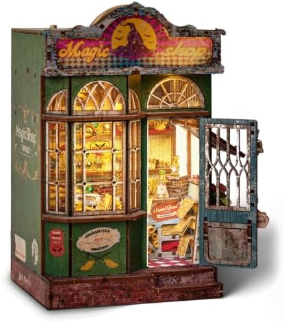 Book Nook Kit, Magic Shop DIY Miniature House Kit with Stepless Dimming by IECREATE